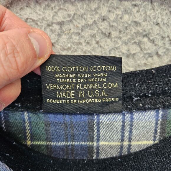 The Vermont Flannel‎ Co Sweatshirt Mens Size Large Blue Plaid Crewneck Pullover - Picture 7 of 9